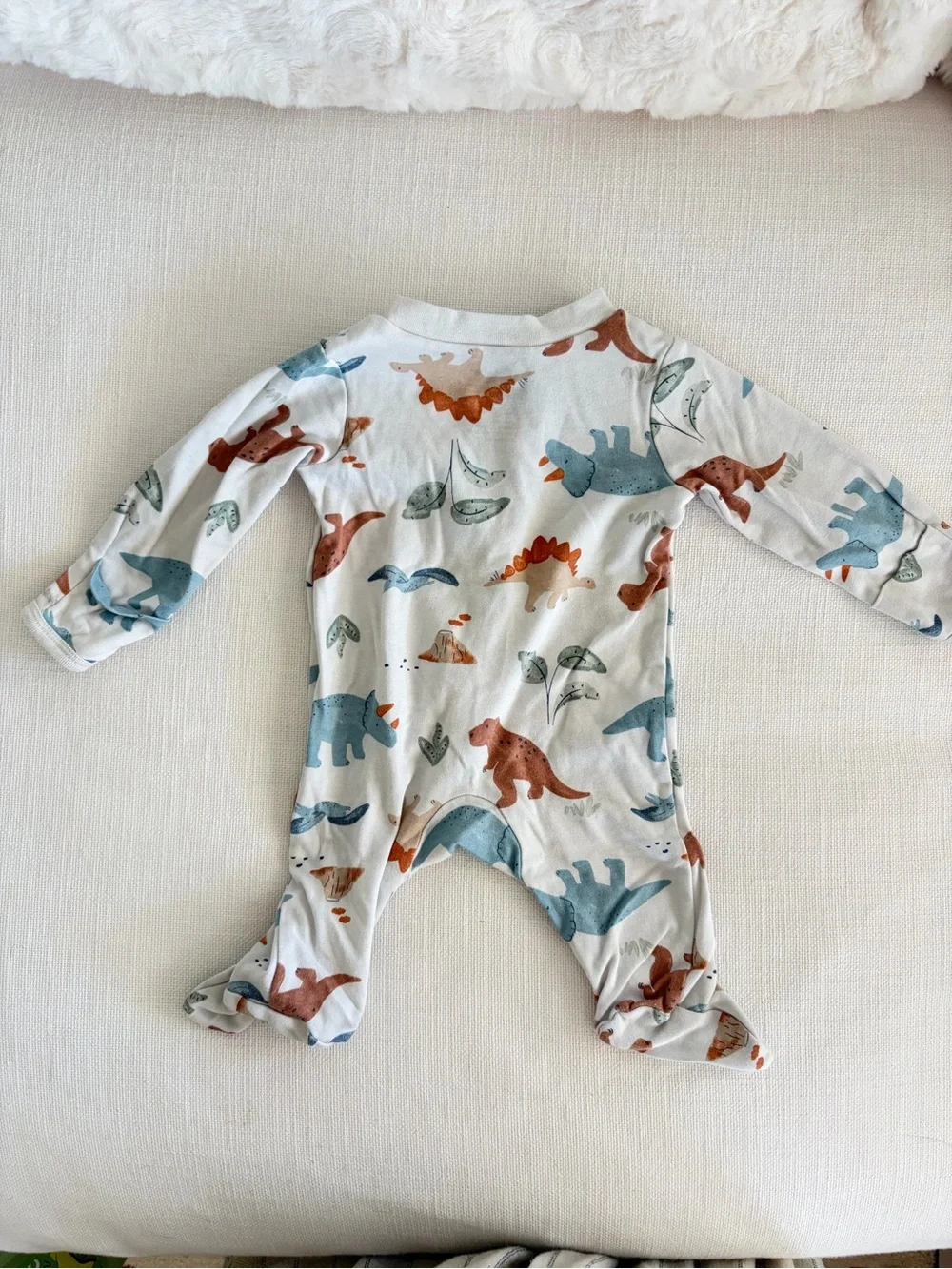 Dino Footed One-Piece Pajamas in Blue and Brown